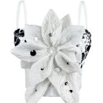 Shiny Sequin 3D Flower Strapless Top Rhinestone Outerwear Boned Bustier Shapewear Boned Top