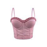 Chain Transparent Strapless Top Fashion Casual Outerwear Boned Bra Shapewear Fitted Slimming Boned Top