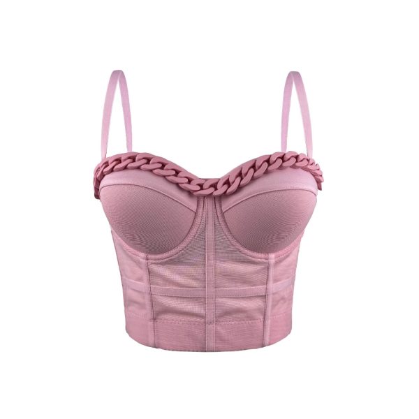 Chain Transparent Strapless Top Fashion Casual Outerwear Boned Bra Shapewear Fitted Slimming Boned Top