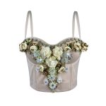 European and American Style Three-dimensional Flower Rhinestone Beaded Corset Fashion Luxury Sexy Outerwear Bone Strap Top