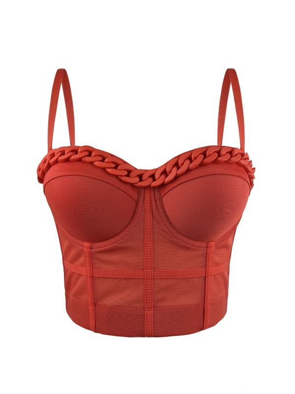 Chain Transparent Strapless Top Fashion Casual Outerwear Boned Bra Shapewear Fitted Slimming Boned Top