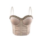 Chain Transparent Strapless Top Fashion Casual Outerwear Boned Bra Shapewear Fitted Slimming Boned Top