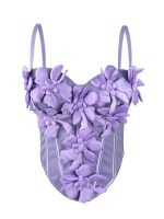 Stereoscopic Flower Strap Camisole Top Fitted Pure Temptation Style Sexy Boned Chest Inner Wear