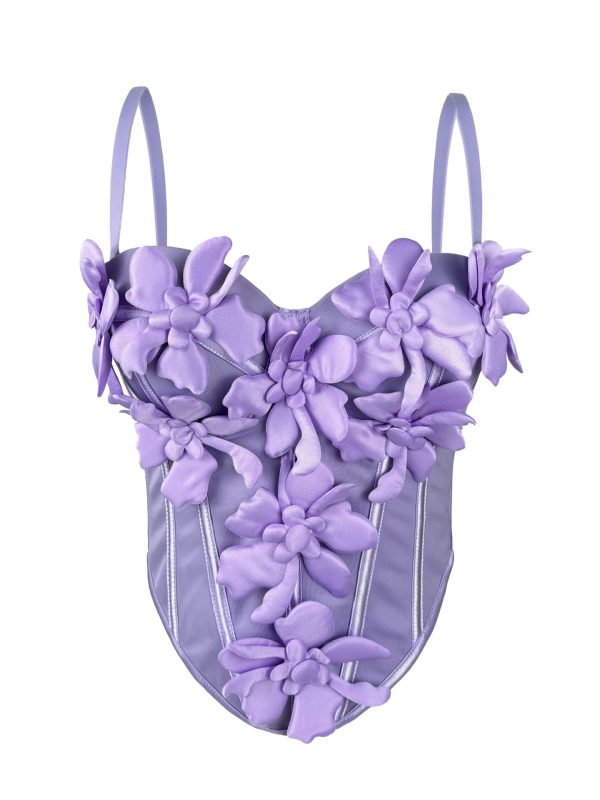 Stereoscopic Flower Strap Camisole Top Fitted Pure Temptation Style Sexy Boned Chest Inner Wear