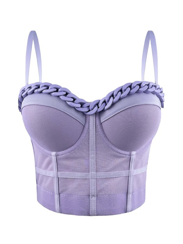 Chain Transparent Strapless Top Fashion Casual Outerwear Boned Bra Shapewear Fitted Slimming Boned Top