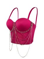 Tassel Chain Strapless Camisole Summer Performance Stage Sexy Body-Shaping Corset Boned Bustier