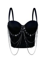 Tassel Chain Strapless Camisole Summer Performance Stage Sexy Body-Shaping Corset Boned Bustier
