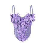 Stereoscopic Flower Strap Camisole Top Fitted Pure Temptation Style Sexy Boned Chest Inner Wear