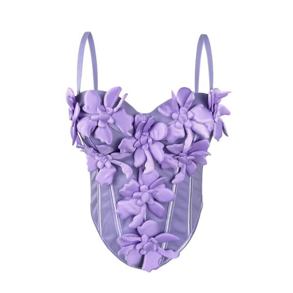 Stereoscopic Flower Strap Camisole Top Fitted Pure Temptation Style Sexy Boned Chest Inner Wear