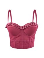 Chain Transparent Strapless Top Fashion Casual Outerwear Boned Bra Shapewear Fitted Slimming Boned Top