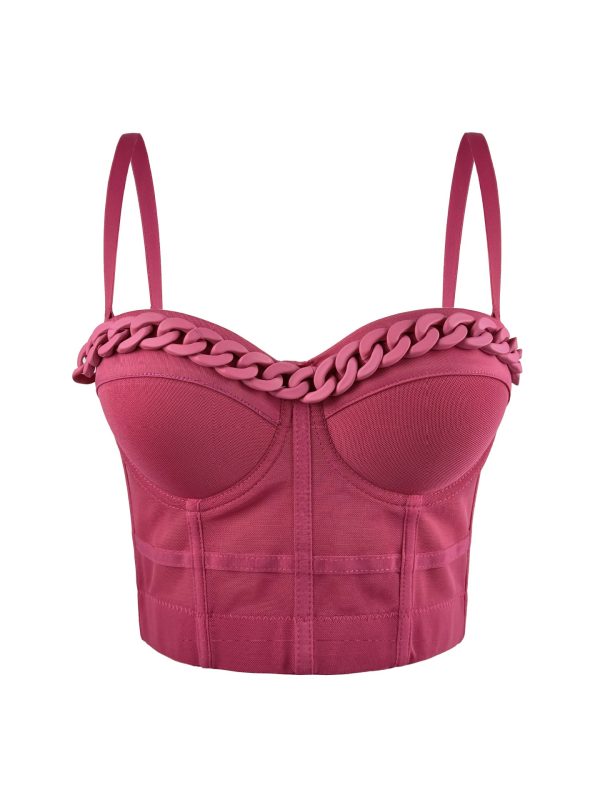 Chain Transparent Strapless Top Fashion Casual Outerwear Boned Bra Shapewear Fitted Slimming Boned Top