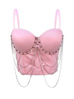 Tassel Chain Strapless Camisole Summer Performance Stage Sexy Body-Shaping Corset Boned Bustier