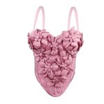 Stereoscopic Flower Strap Camisole Top Fitted Pure Temptation Style Sexy Boned Chest Inner Wear