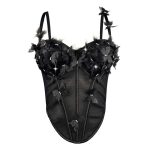 Stereoscopic Butterfly Rhinestone Sheer Fitted Boned Bustier Unique High-End Sexy Elegant Boned Top Strapless
