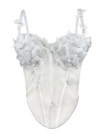 Stereoscopic Butterfly Rhinestone Sheer Fitted Boned Bustier Unique High-End Sexy Elegant Boned Top Strapless