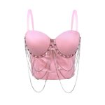 Tassel Chain Strapless Camisole Summer Performance Stage Sexy Body-Shaping Corset Boned Bustier
