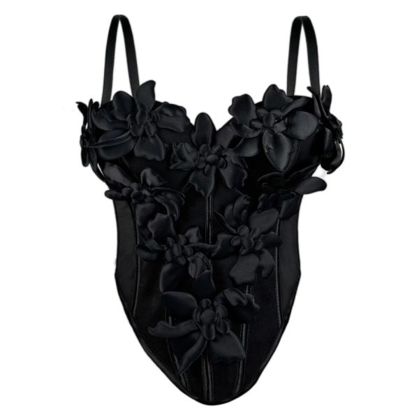 Stereoscopic Flower Strap Camisole Top Fitted Pure Temptation Style Sexy Boned Chest Inner Wear
