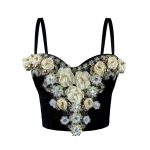 European and American Style Three-dimensional Flower Rhinestone Beaded Corset Fashion Luxury Sexy Outerwear Bone Strap Top