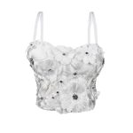Design 3D Flower Rhinestone Shaping Strapless Outerwear Boned Crop Top Style Halter Bralette Women