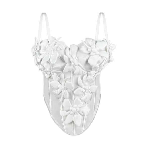 Stereoscopic Flower Strap Camisole Top Fitted Pure Temptation Style Sexy Boned Chest Inner Wear