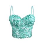 Shiny Sequin Strapless Top Heavy Work Sexy Outerwear Backless Body Shaping Boned Bra Party Performance