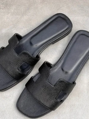 Top Quality Luxury Fashion Slides Women Leather Flip Flops Summer Ladies Beach Slippers Platform Female Flat Walk Casual Sandals