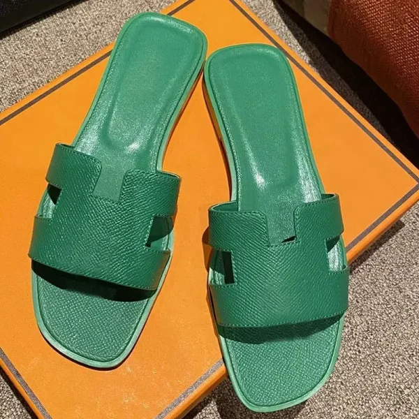 Top Quality Luxury Fashion Slides Women Leather Flip Flops Summer Ladies Beach Slippers Platform Female Flat Walk Casual Sandals