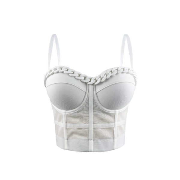 Chain Transparent Strapless Top Fashion Casual Outerwear Boned Bra Shapewear Fitted Slimming Boned Top