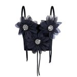Handmade 3D Rhinestone Flower Camisole Fashion Design Elegant Tassel Boned Bustier