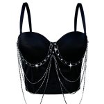 Tassel Chain Strapless Camisole Summer Performance Stage Sexy Body-Shaping Corset Boned Bustier