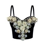 European and American Style Three-dimensional Flower Rhinestone Beaded Corset Fashion Luxury Sexy Outerwear Bone Strap Top