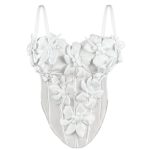 Stereoscopic Flower Strap Camisole Top Fitted Pure Temptation Style Sexy Boned Chest Inner Wear