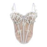Stereoscopic Butterfly Rhinestone Sheer Fitted Boned Bustier Unique High-End Sexy Elegant Boned Top Strapless
