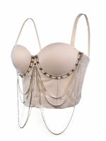 Tassel Chain Strapless Camisole Summer Performance Stage Sexy Body-Shaping Corset Boned Bustier