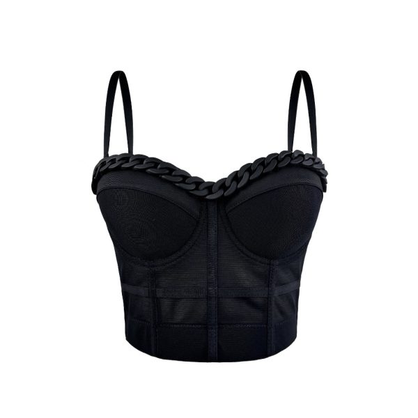 Chain Transparent Strapless Top Fashion Casual Outerwear Boned Bra Shapewear Fitted Slimming Boned Top