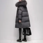Real raccoon Fur collar Down Jacket for women Winter 2025 New Korean Fashion High-end Thicken White duck down Coats Long Parkas