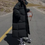 ITOOLIN Women Casual Down Coat Thicken Cotton Warm Hooded Long Coat Long Sleeve Parkas Button Pocket Autumn Winter Office Coat