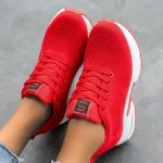 Women Sport Shoes Air Cushion Running Sneaker Comfortable Mesh Shoes Lace Up Breathable White Walking Shoes