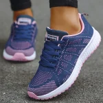 Women's Sneaker 2024 New Fashion Breathable Trainers Comfortable Sneakers Mesh Fabric Lace Up Women's Tennis Shoes For Women