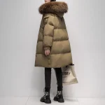 Real raccoon Fur collar Down Jacket for women Winter 2025 New Korean Fashion High-end Thicken White duck down Coats Long Parkas