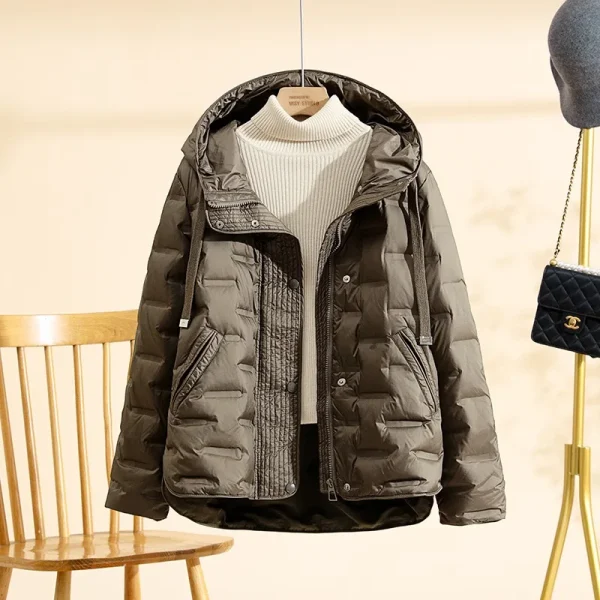 OFTBUY 2025 New Autumn Winter Clothing Women White Duck Down Coat Long Sleeve Fashion Puffer Jacket Commute Hooded Clothes Lady