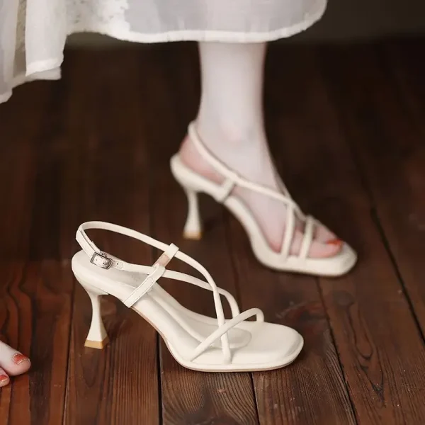 Comfortable and Elegant Open Toe Pumps Sandals for Women Vintage Korea Original Summer 2025 Sandal Cheap Liquidation Woman Shoes