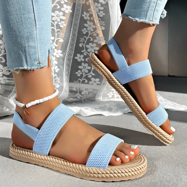 Lightweight Women's Flat Sandals Summer Fashion Elastic Band Roman Sandals Woman Comfortable Non Slip Beach Sandalias Mujer 2025