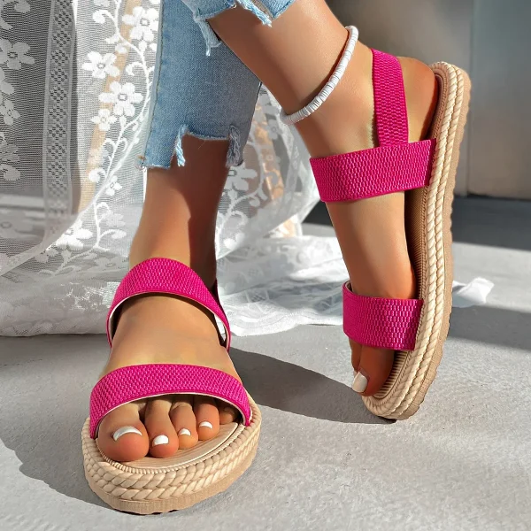 Lightweight Women's Flat Sandals Summer Fashion Elastic Band Roman Sandals Woman Comfortable Non Slip Beach Sandalias Mujer 2025