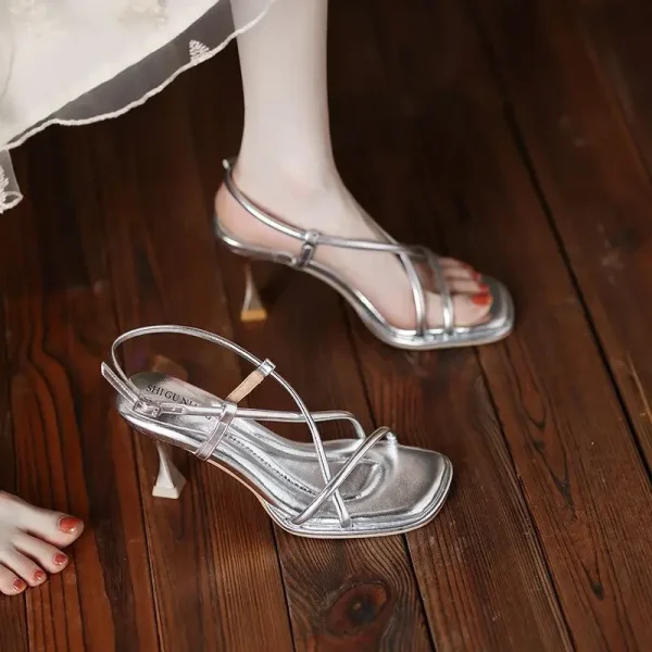 Comfortable and Elegant Open Toe Pumps Sandals for Women Vintage Korea Original Summer 2025 Sandal Cheap Liquidation Woman Shoes