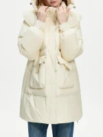 FSLE 151-173 Filling Amount Loose Casual Korean Down Jacket for Women 2024 Winter New Hooded Warm Jacket 24FS14321