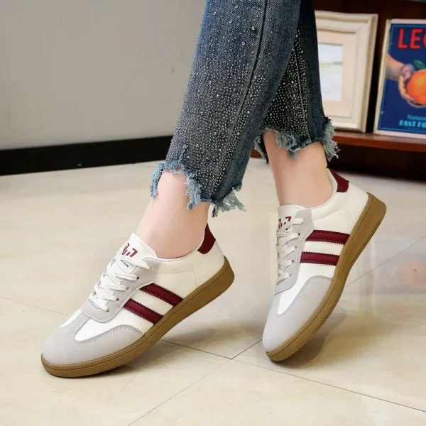 Plus Size 2025 Lace Up Women's Vulcanize Shoes Mixed Colors Outdoor Walking Flat with Sneakers Versatile Ladies Casual Shoes