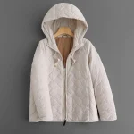 Light Down Jacket Women's Short Hooded White Duck Down Coat Fashion Big Brand 2024 New Winter American Spring Hooded Plaid