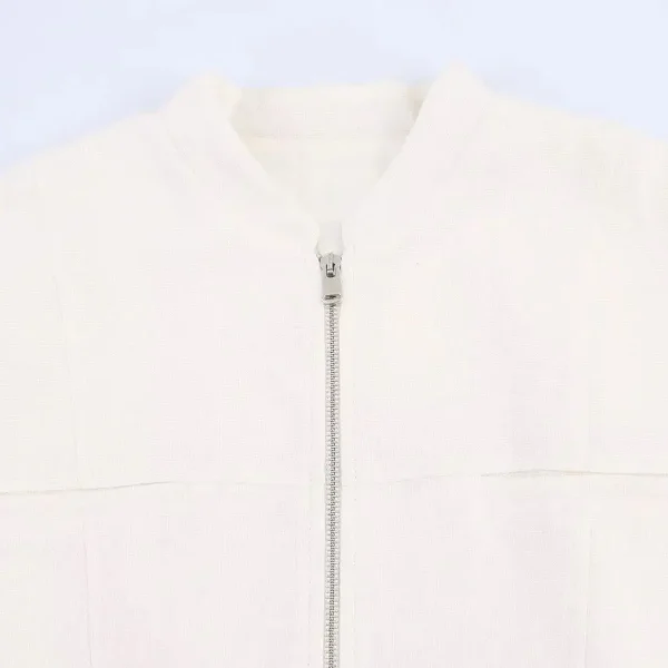 2025 AZRAF fashion European and American style summer new blend rollable sleeve jacket chic zipper top Outerwear Mujer