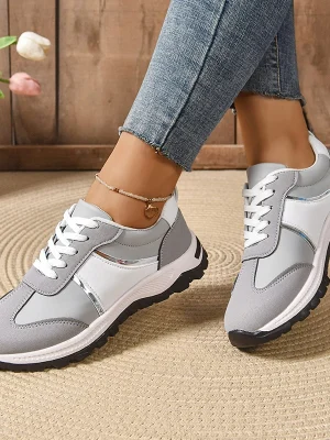 Mix Color Lace Up Sport Sneaker Women 2025 Plus Size 36-43 Thick Bottom Vulcanized Shoes Woman Non Slip Casual Running Shoes